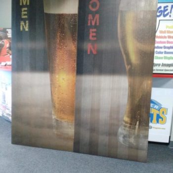 Men and Women beer glass photo bathroom signage