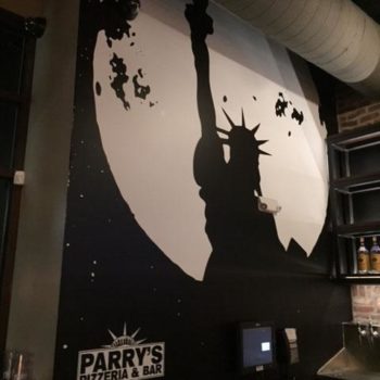 Parry's Pizzeria and Bar Statue of Liberty silhouette wall graphic