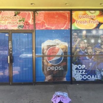 Pepsi glass door and window wrap at local store
