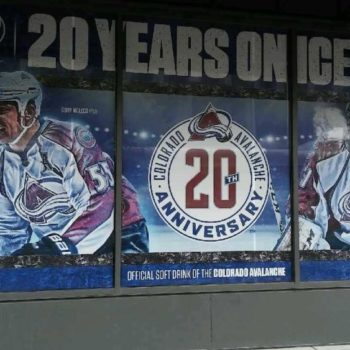 Pepsi Colorado Avalanche hockey 20th anniversary window graphic advertisement