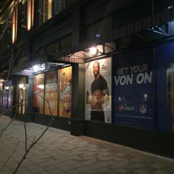 Pepsi and Crush window graphic advertisements with famous athletes