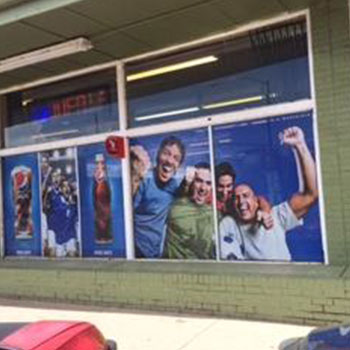 Pepsi soccer fans window graphic advertisement