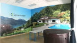 ConnectedYard wall mural with hillside house with pool