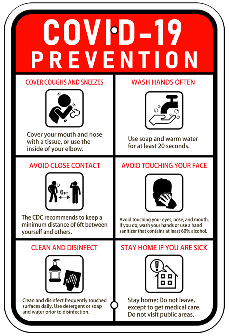 COVID-19 Prevention Sign 12x18"