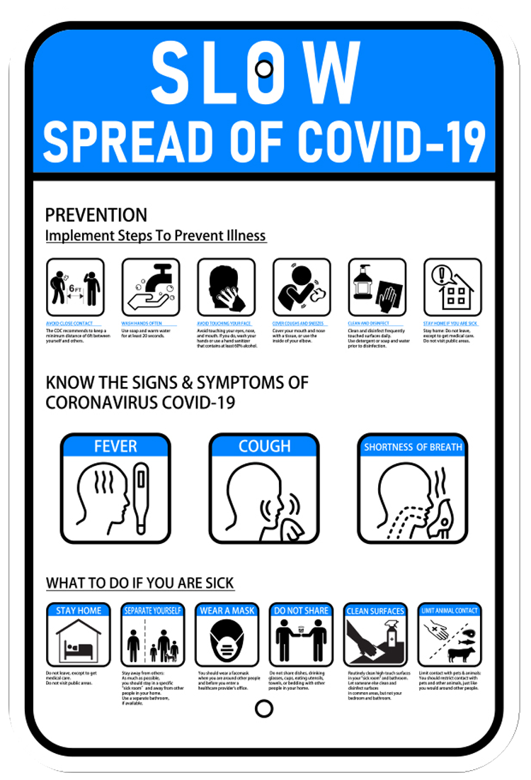 Slow the Spread of COVID Sign 12x18"