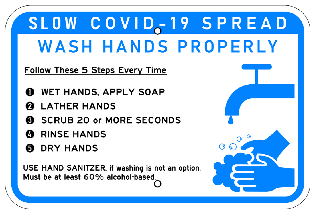 Wash Hands Properly Sign 18x12"