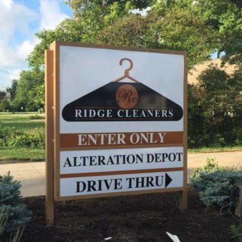 Outdoor signage created for Ridge Cleaners 