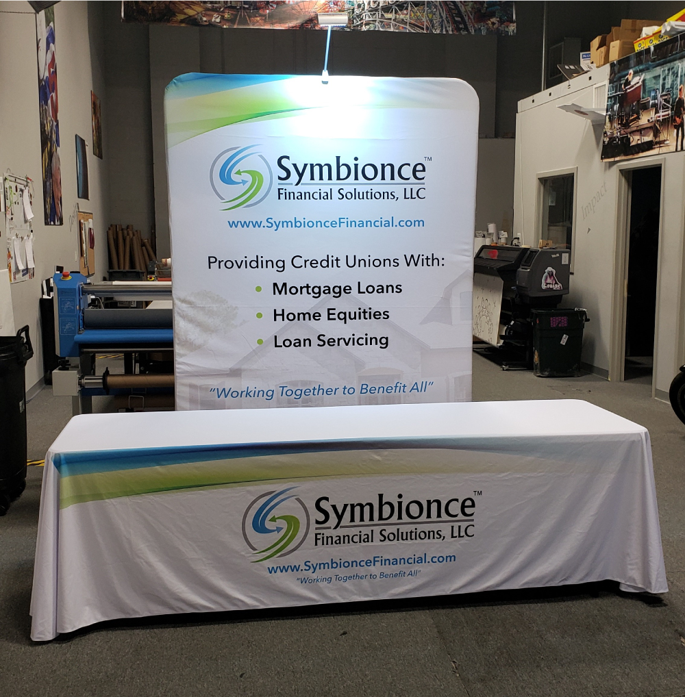 Symbionce Custom Printed Trade Show Display and Table Throw