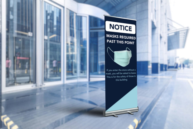 Notice masks required retractable banner