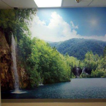 river with waterfall wall mural