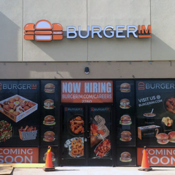 Burger IM electrical sign and window graphics