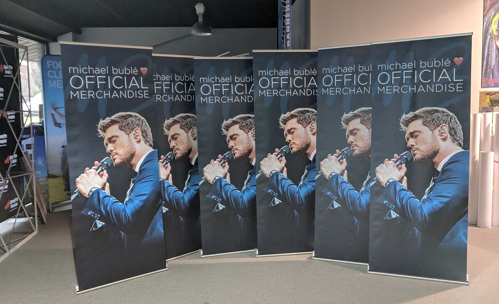 Michael Buble standing banner