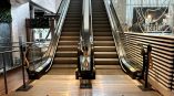 Floor graphic at the escalators