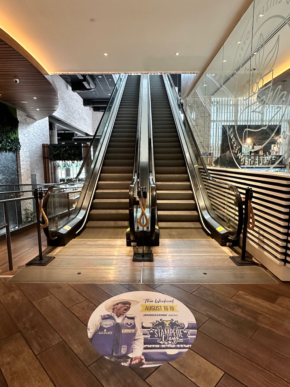 Floor graphic at the escalators