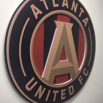 large round 3d Atlanta United football club sign