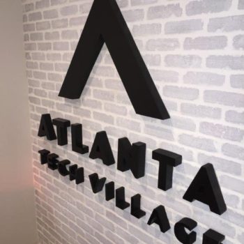 3D Logo and name installed on brick for Atlanta Tech village