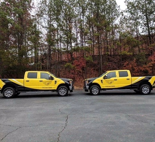Yellow black truck wrap