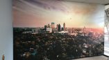 full wall mural featuring Atlanta, GA skyline at sunset