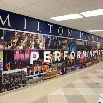 custom wall mural for Milton HS Performing Arts to showcase their talent