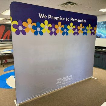 Alzheimers Association custom backdrop and memory wall for annual Atlanta fundraising walk
