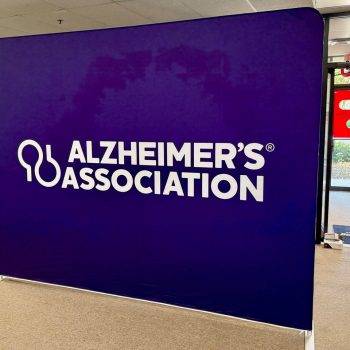 Alheimers Association backdrop and memory wall for annual Atlanta fundraising walk