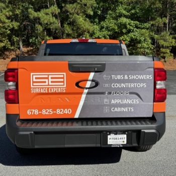 Tailgate of Surface Experts Maverick full truck wrap