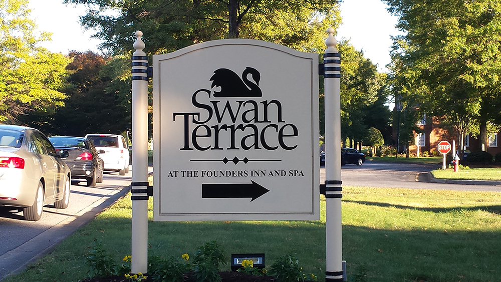 Swan Terrace entrance sign