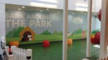 Indoor dog park wall mural