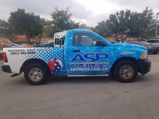 ASP swimming pool truck wrap 