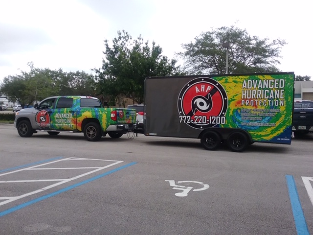 advanced hurricane protection truck and trailer wrap 
