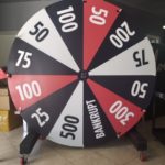 large wheel of fortune red, black and white 