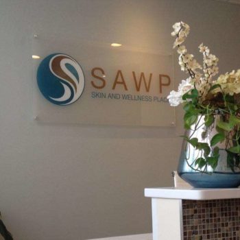 SAWP glass sign graphic