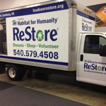 Habitat for Humanity white truck vehicle wrap by SpeedPro 