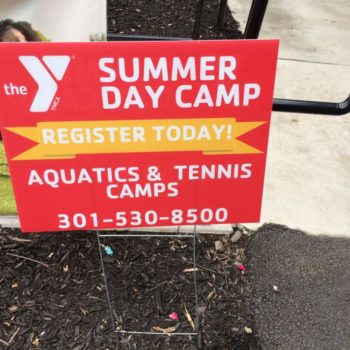 YMCA lawn sign graphic summer camp