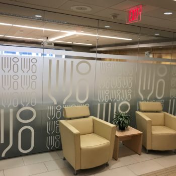 Conference room glass panel graphics