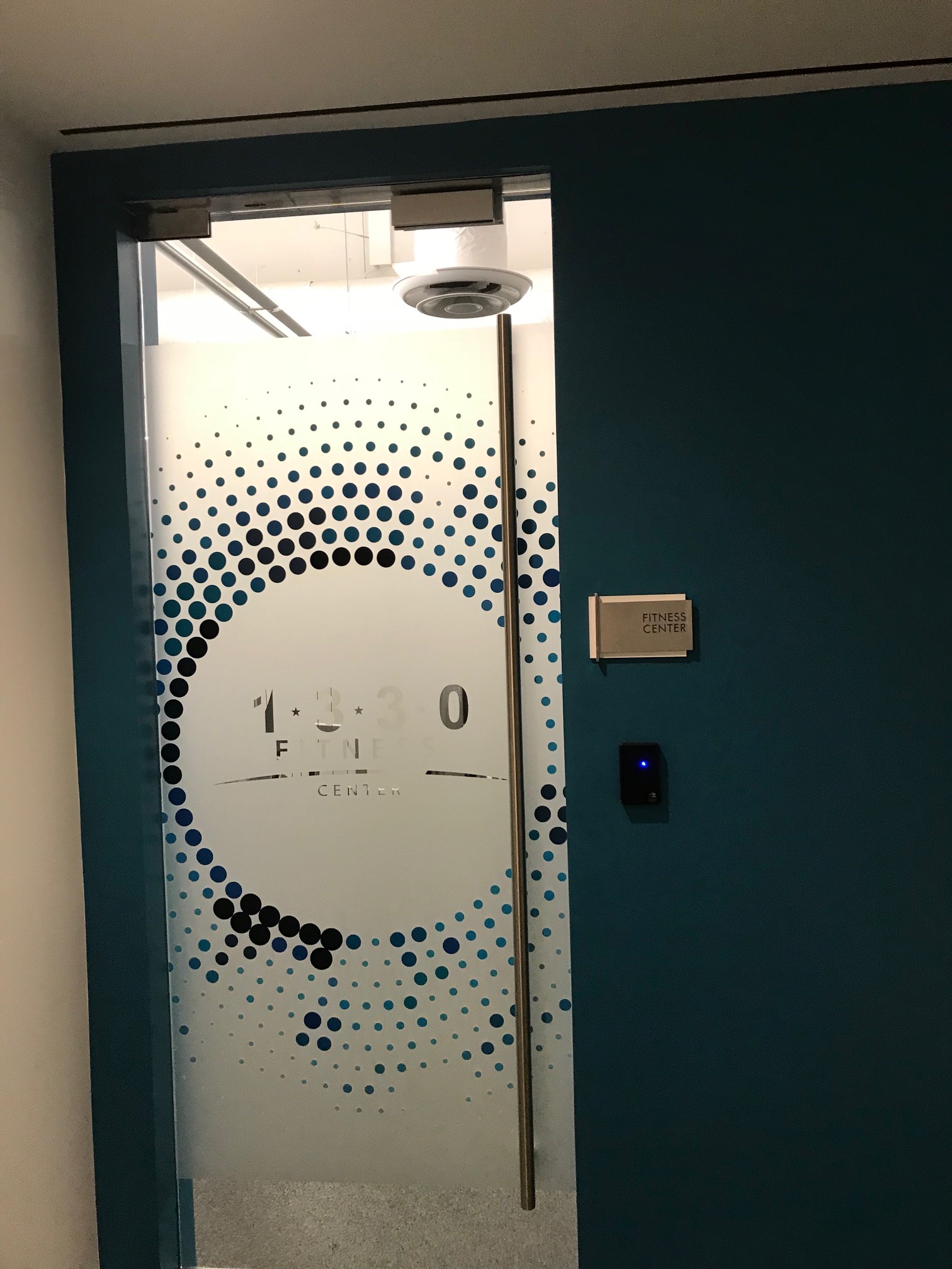 Door with glass panel graphic etching