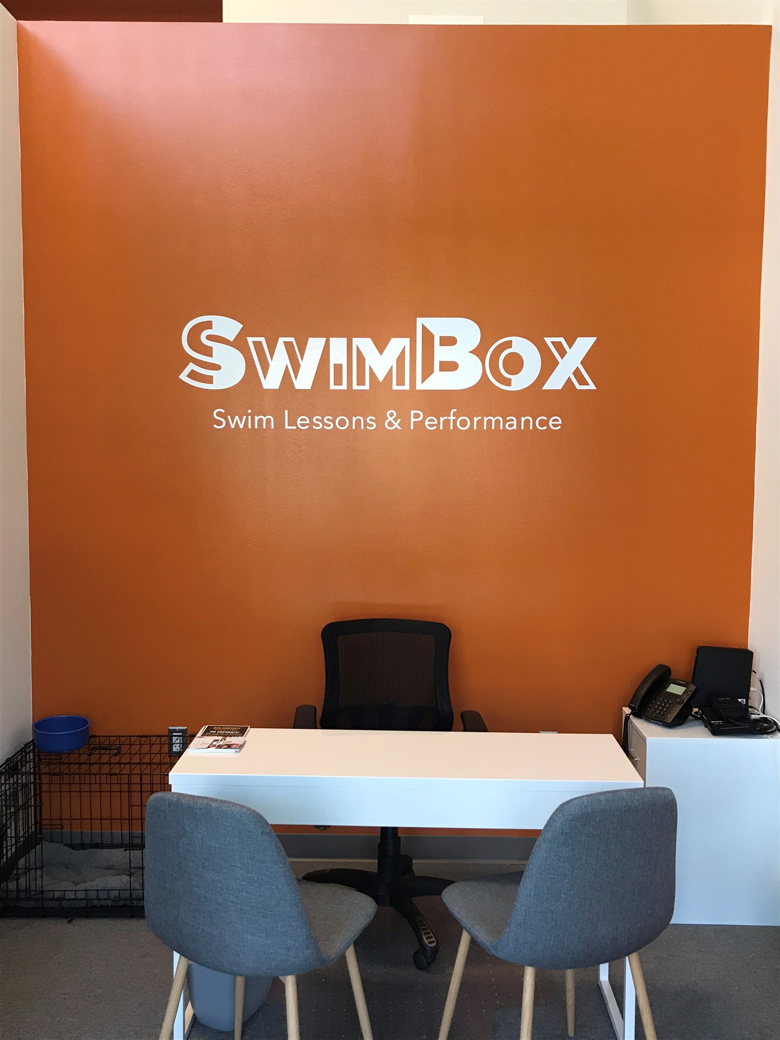 Swim Box orange wall 