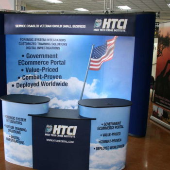HTCI trade show stand signage