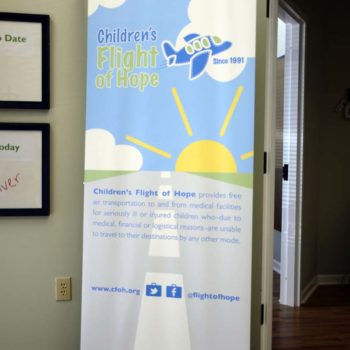 A pullup banner stand and display made for Children's Flight of Hope.
