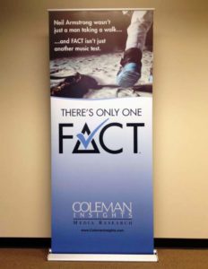 Image of a retractable banner stand for a company in Morrisville, NC.