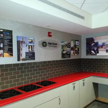 Image of canvas prints, installed in a sports arena suite in Raleigh, NC.