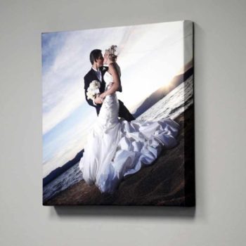Bride and groom photo on canvas