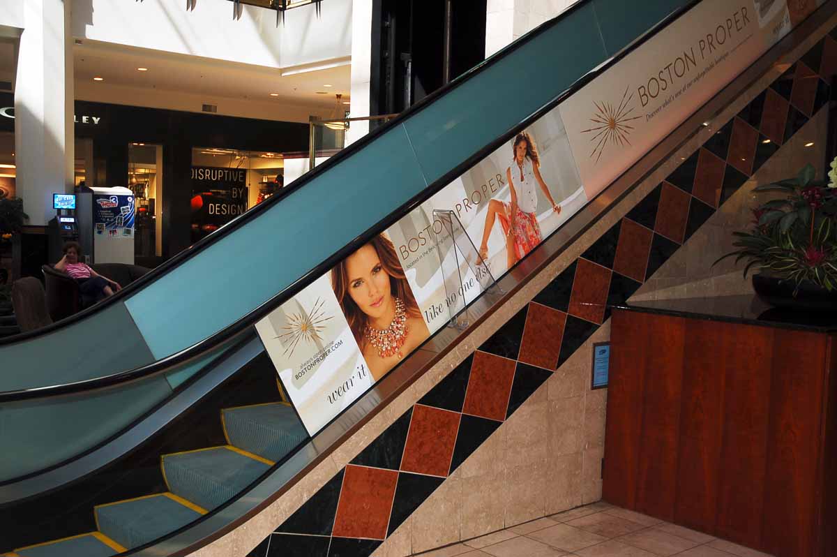 Boston Proper escalator handrail wrap  