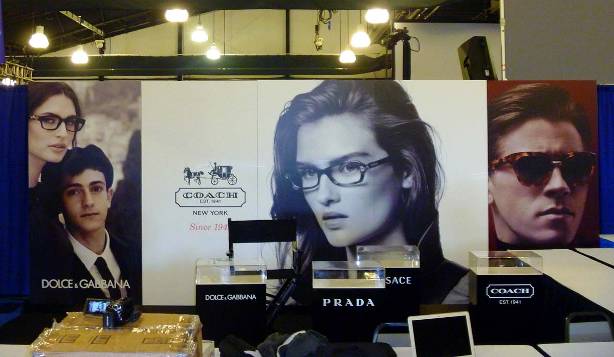 Designer eyewear backdrop wall