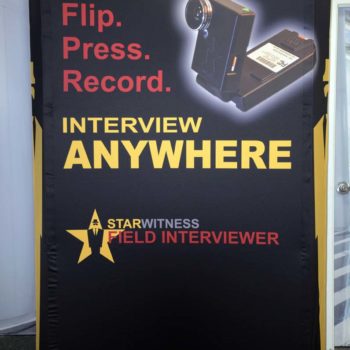 Image of a fabric pop up display for a tradeshow event.