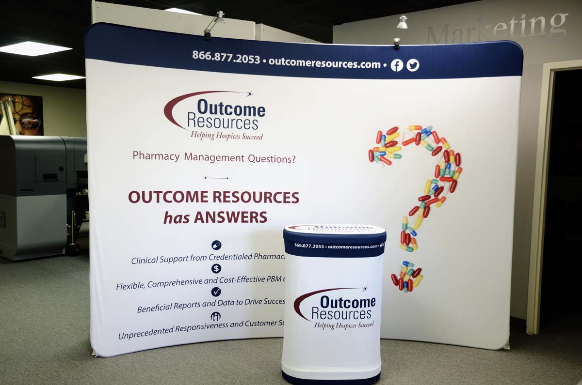 Image of a tension fabric display for a tradeshow event.