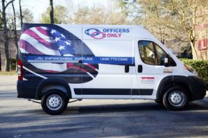 Image of a partial vehicle wrap, installed on a Dodge Promaster in Garner, NC.