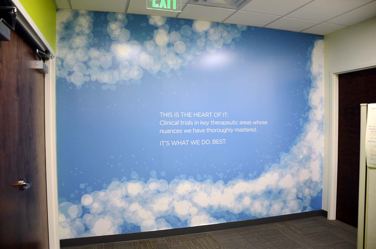 Image of a custom wall mural, installed in RTP, NC.