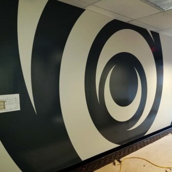Image of a custom printed wall mural, installed in RTP, NC.