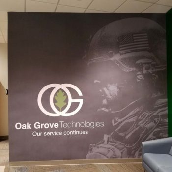 Oak Grove Technologies indoor military wall graphic
